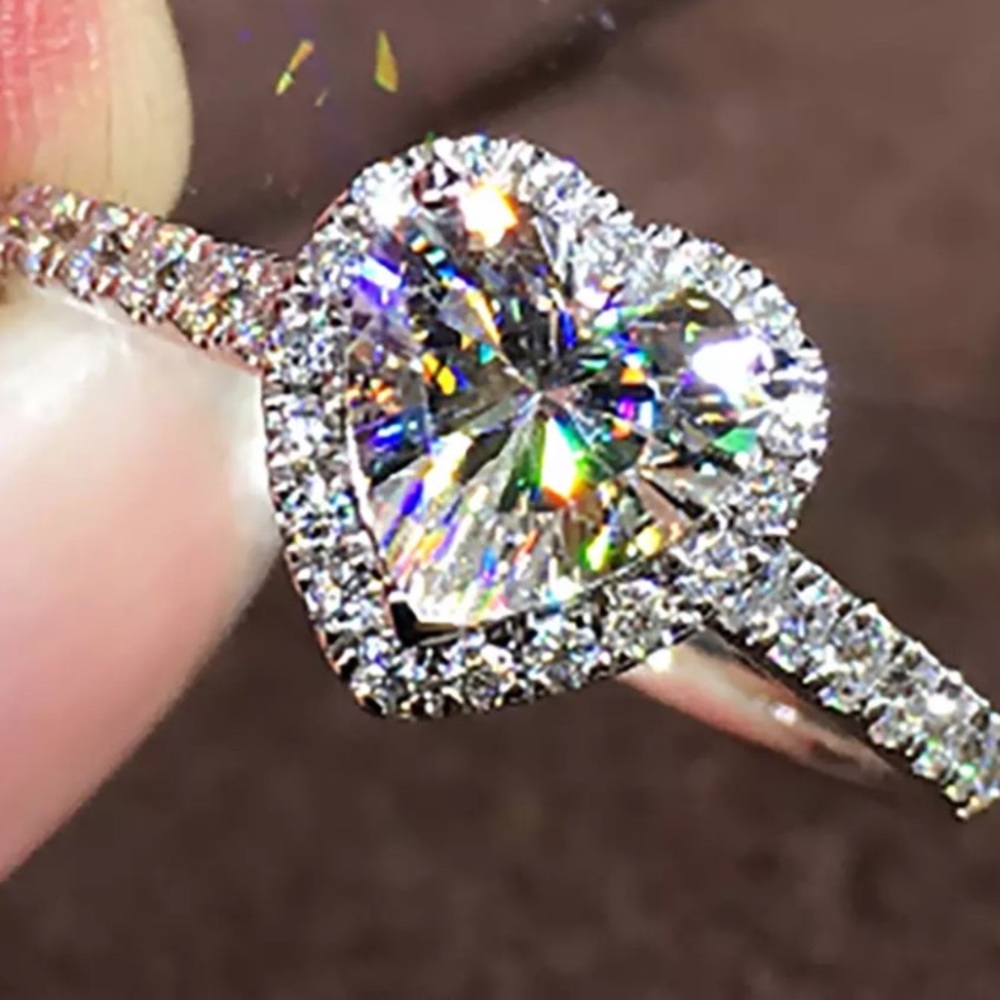 925 STERLING SILVER CUBIC ZIRCON HEART RING - Picture 5 of 13